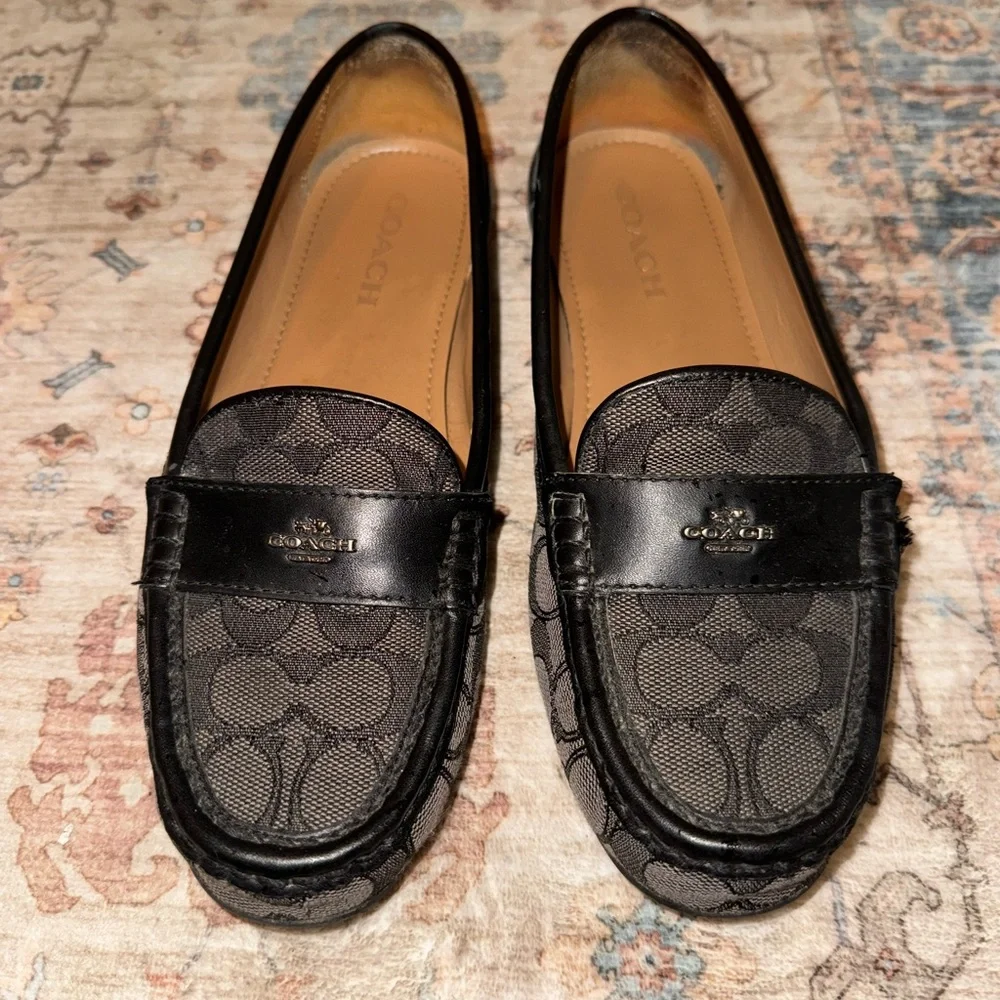 Coach Odette Signature Print Black Loafers